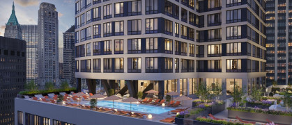 A rendering of the 32-story former office building in FiDi.