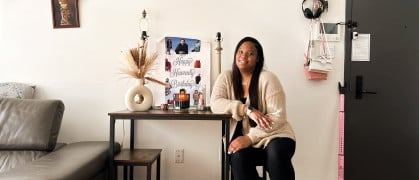 A photo of Anasthasia in her Brooklyn apartment.