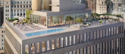 A rendering of the roofdeck at 55 Broad Street.