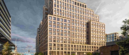 A rendering of the new development, located on the corner of West Houston and Washington streets.