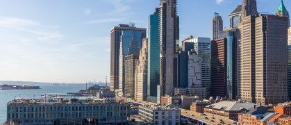 Lower Manhattan seen from the Brooklyn Bridge