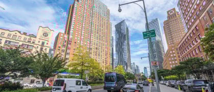 Apartment buildings on Flatbush Avenue in Brooklyn.