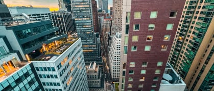 Aerial view of Manhattan residential buildings