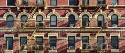Brick exterior of a building in Chelsea, Manhattan