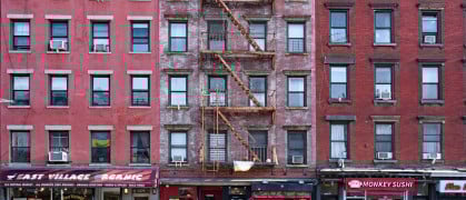 Apartment buildings in the East Village