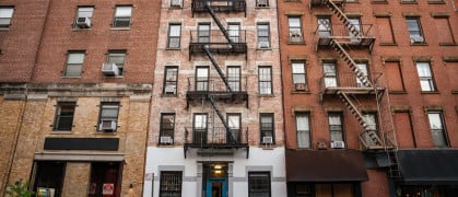Brick apartment buildings in NYC