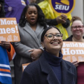 Council Member Shahana Hanif hold press conference before the City Council vote on Arrow Linen spot rezoning.