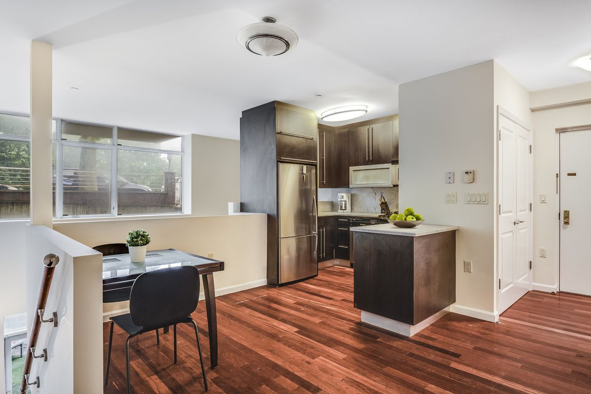 This Park Slope duplex has a private patio and a singlecar garage