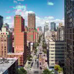 Residential buildings along First Avenue in Manhattan